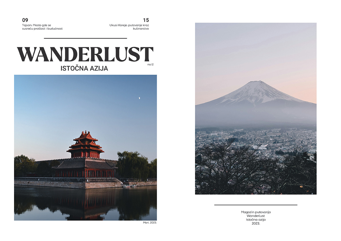Cover and back cover for a travel magazine ''Wanderlust''