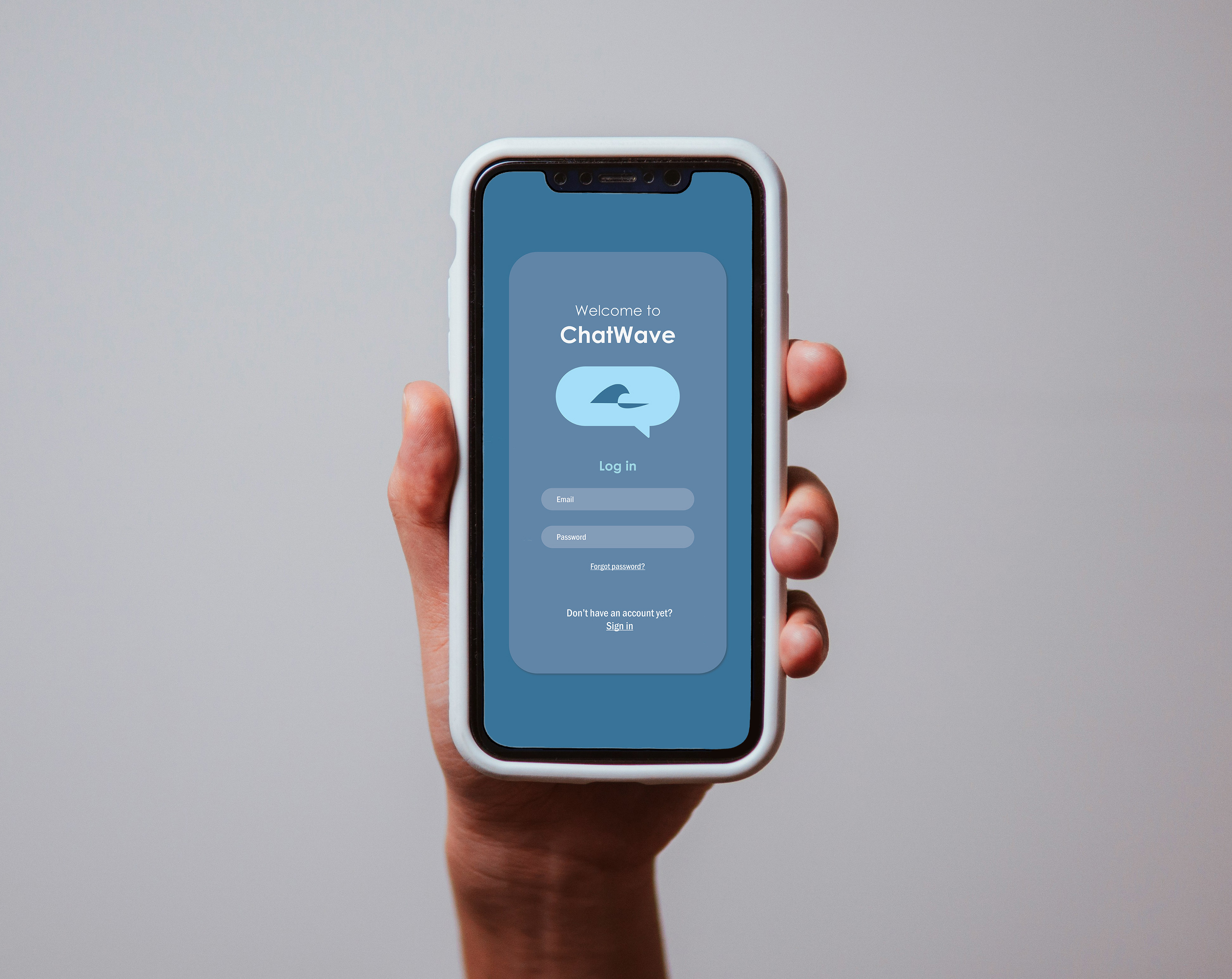 Login screen mockup for ''Chat Wave''