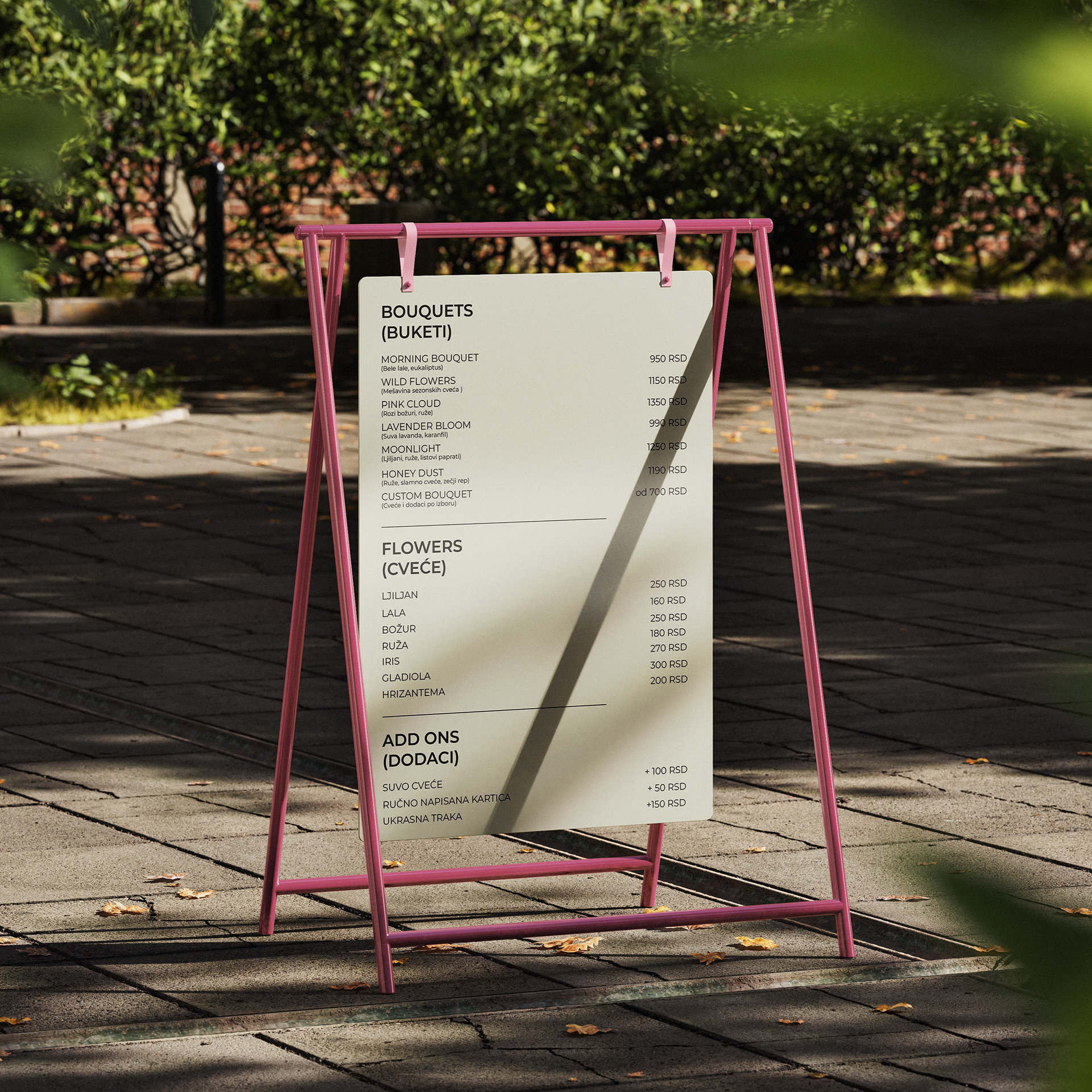 Flower menu stand mockup  ''Ever Bloom''