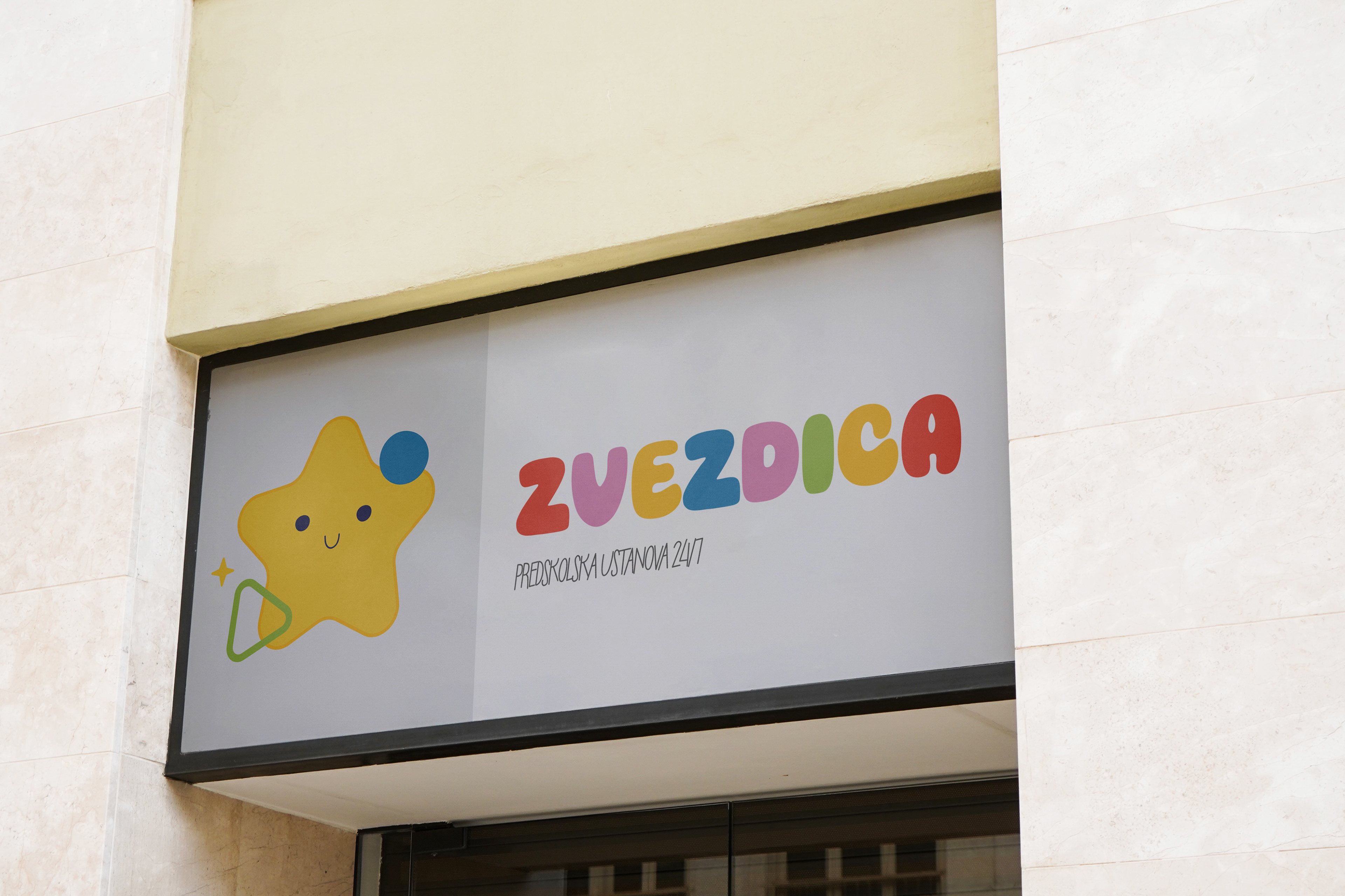 Mockup of ''Zvezdica'' logo ona building