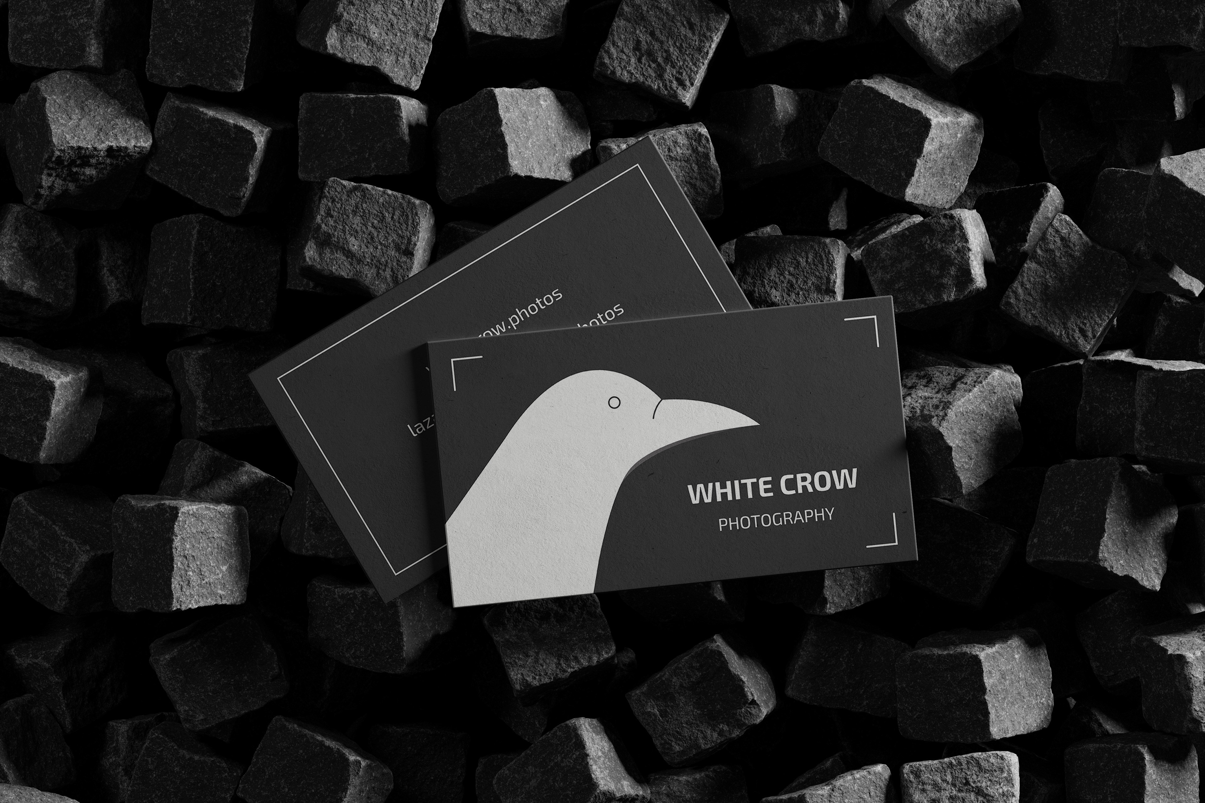 Business card mockup for ''White Crow photography'' 2025