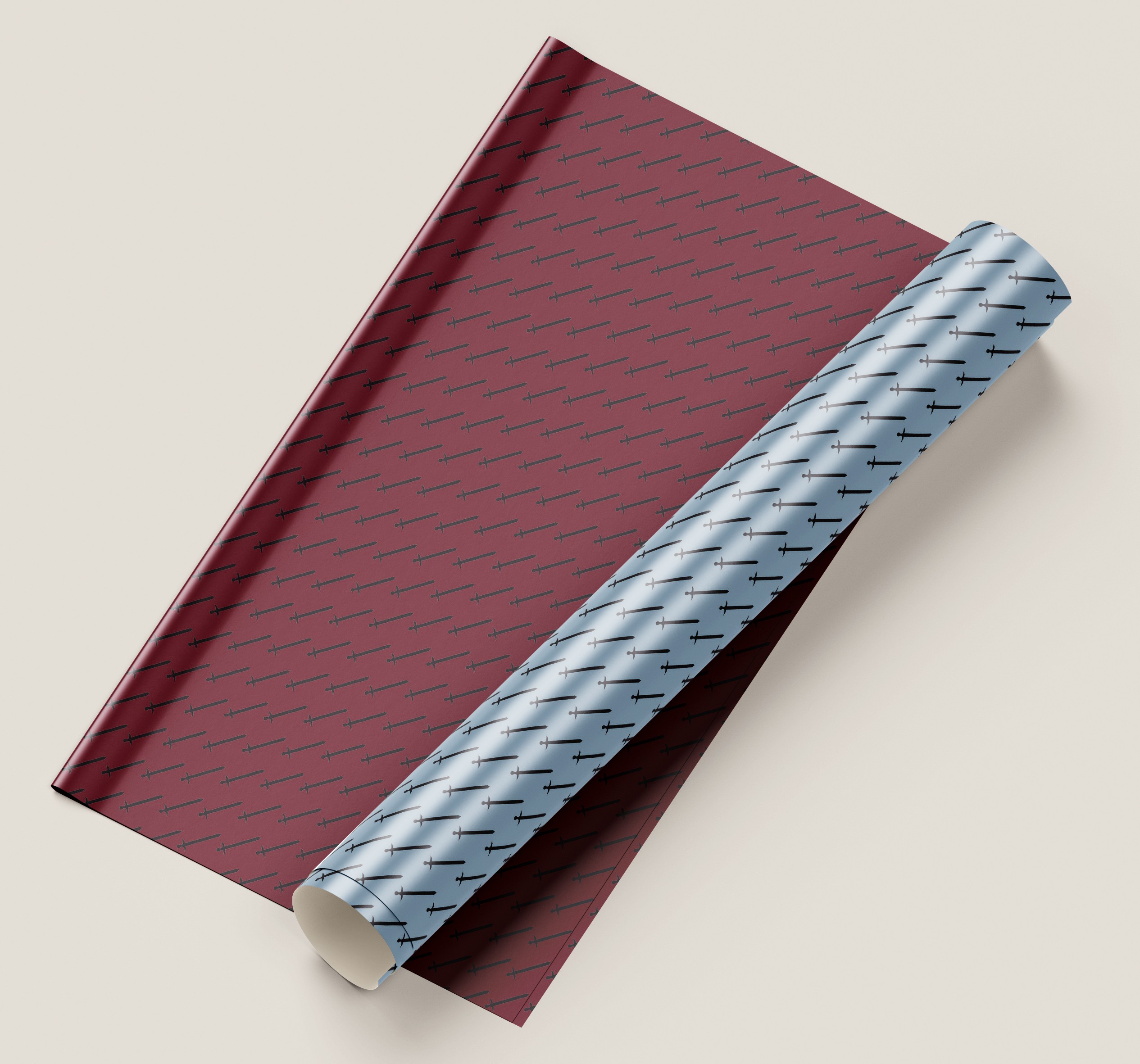 Wrapping paper mockup for ''Grim Forge''